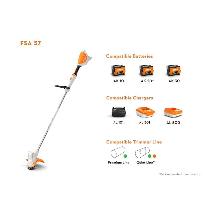 STIHL® FSA 57 w/ AK 20 11 in. 36 V Battery Trimmer Kit (Battery & Charger)